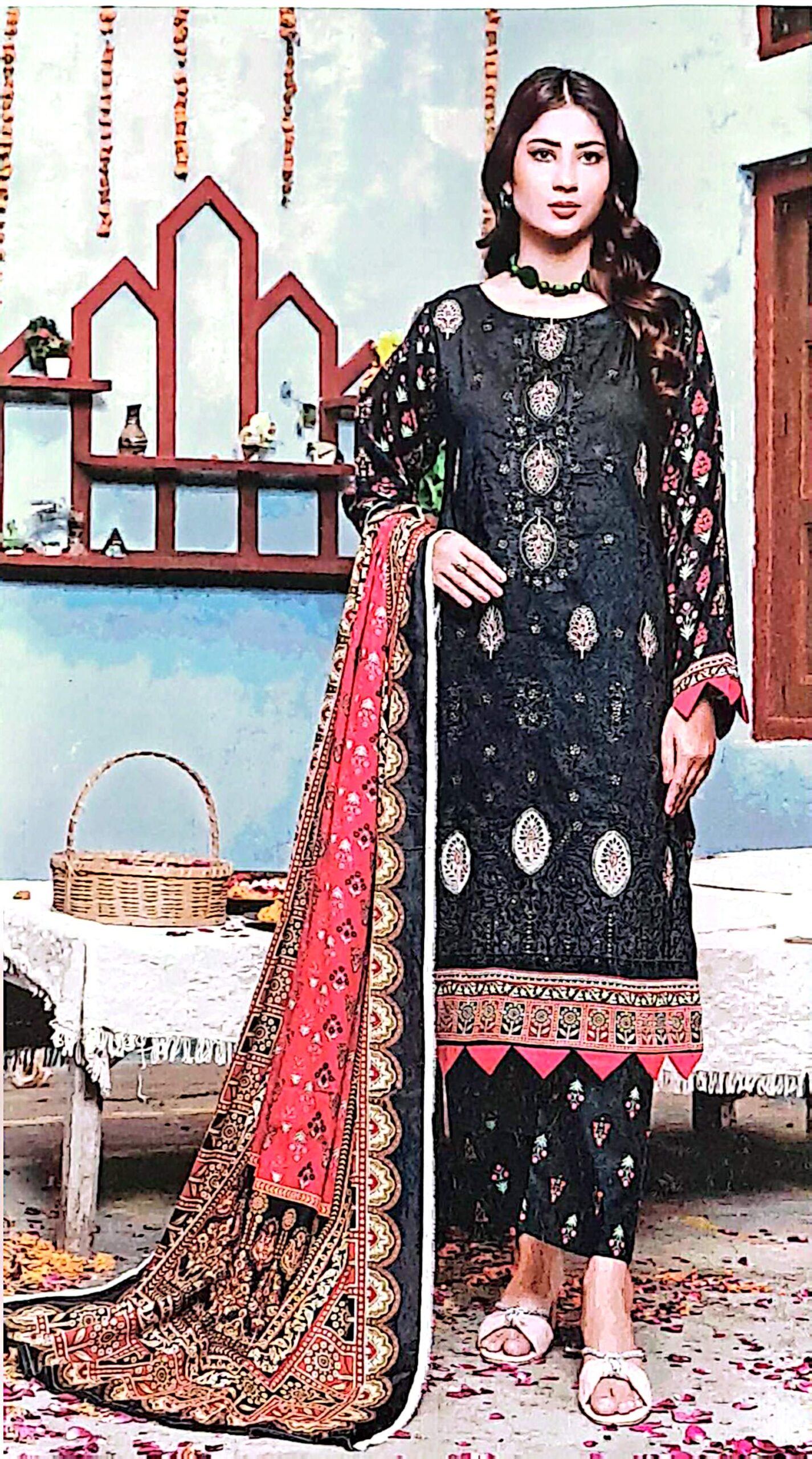 Bin Naeem 3pc Embroidered with Printed trouser